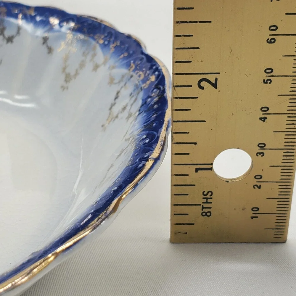 Vintage Antique Imperial China  S.V.O.C.  Co Soup Bowl‎ RARE Blue Gold Floral.